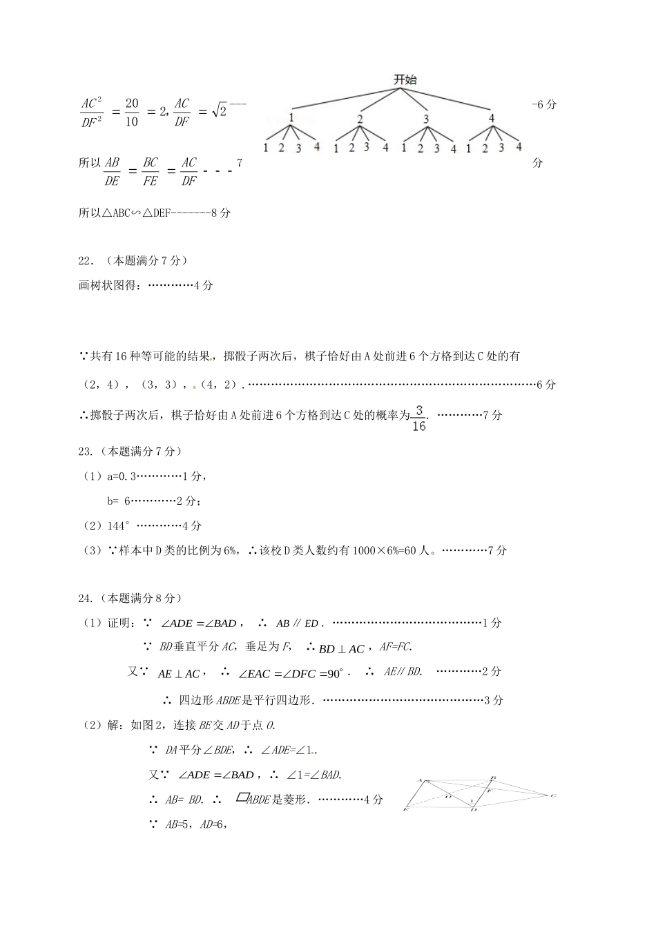九年级数学下学期一模试卷答案 041826_第2页