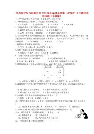 九年级化学第一次阶段10月调研考试试卷试卷