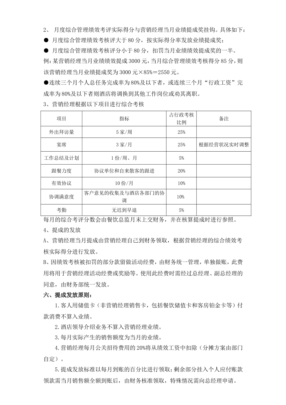 餐厅营销经理绩效考核方案_第2页