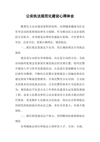 公安执法规范化建设心得体会