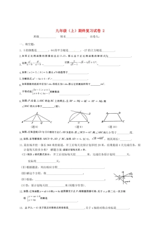九年级数学上学期期终复习试卷(2)试卷