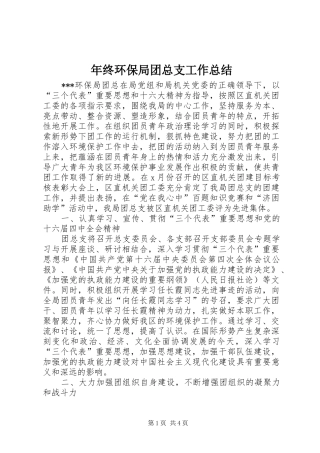 年终环保局团总支工作总结 