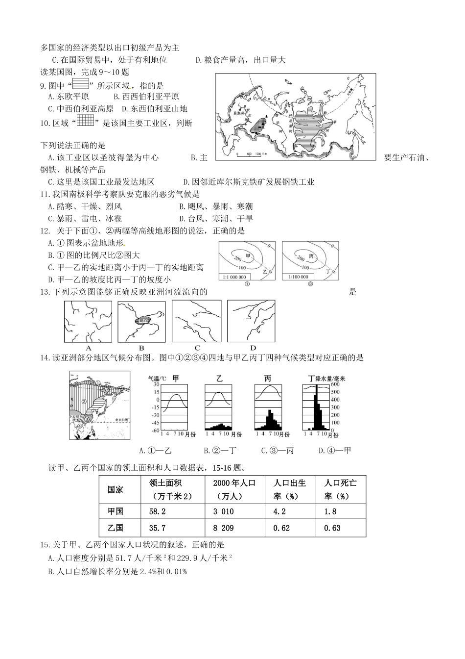 九年级地理下学期一模试卷试卷_第2页