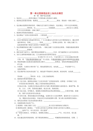 八年级道德与法治下册 第一单元坚持宪法至上知识点填空(无答案) 新人教版 试题