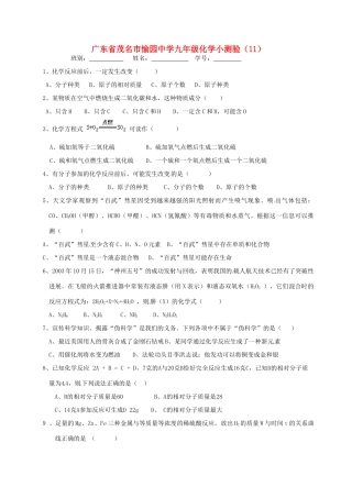 九年级化学小测验(11)试卷
