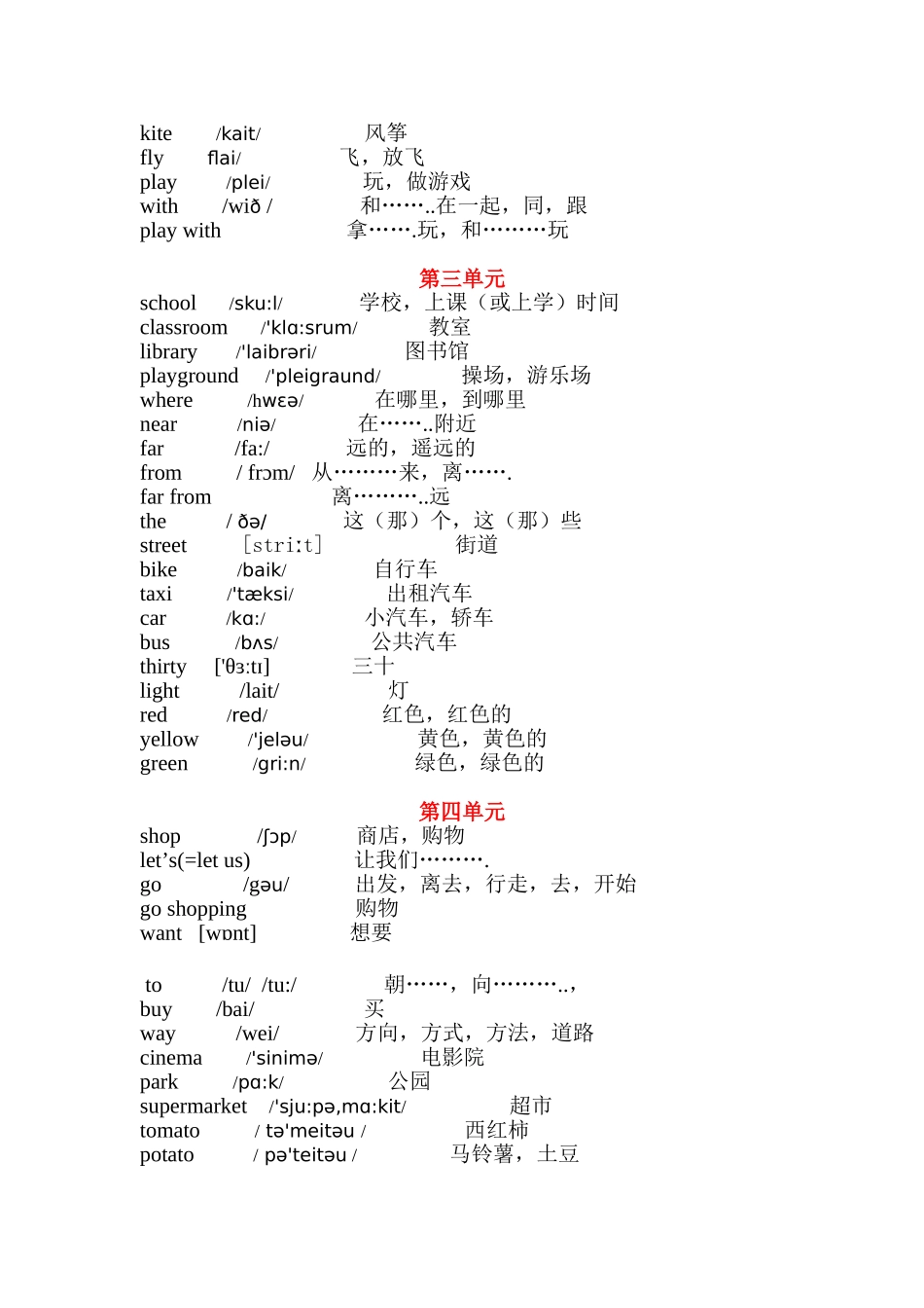冀教版小学四年级英语单词表_第2页