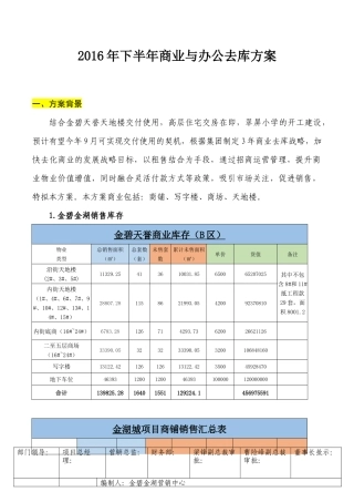 商业去化销售策略落地执行方案-(完整版)
