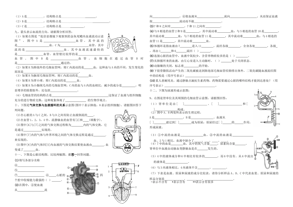 中考生物 七下 复习资料 识图题试卷_第2页