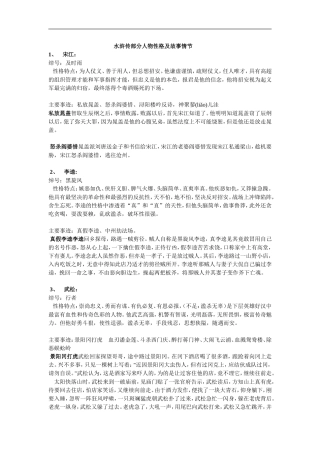 水浒传部分人物性格及故事情节