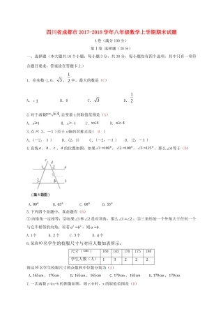 四川省成都市 八年级数学上学期期末试卷 新人教版试卷