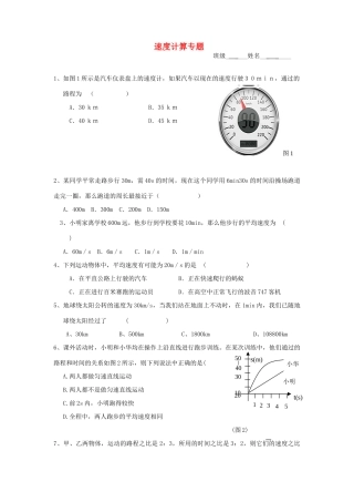 中考物理专题训练 速度计算试卷