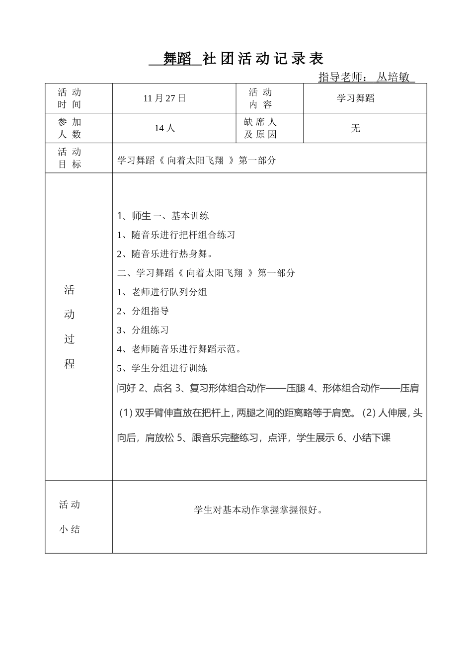 舞蹈社团活动记录表_第3页