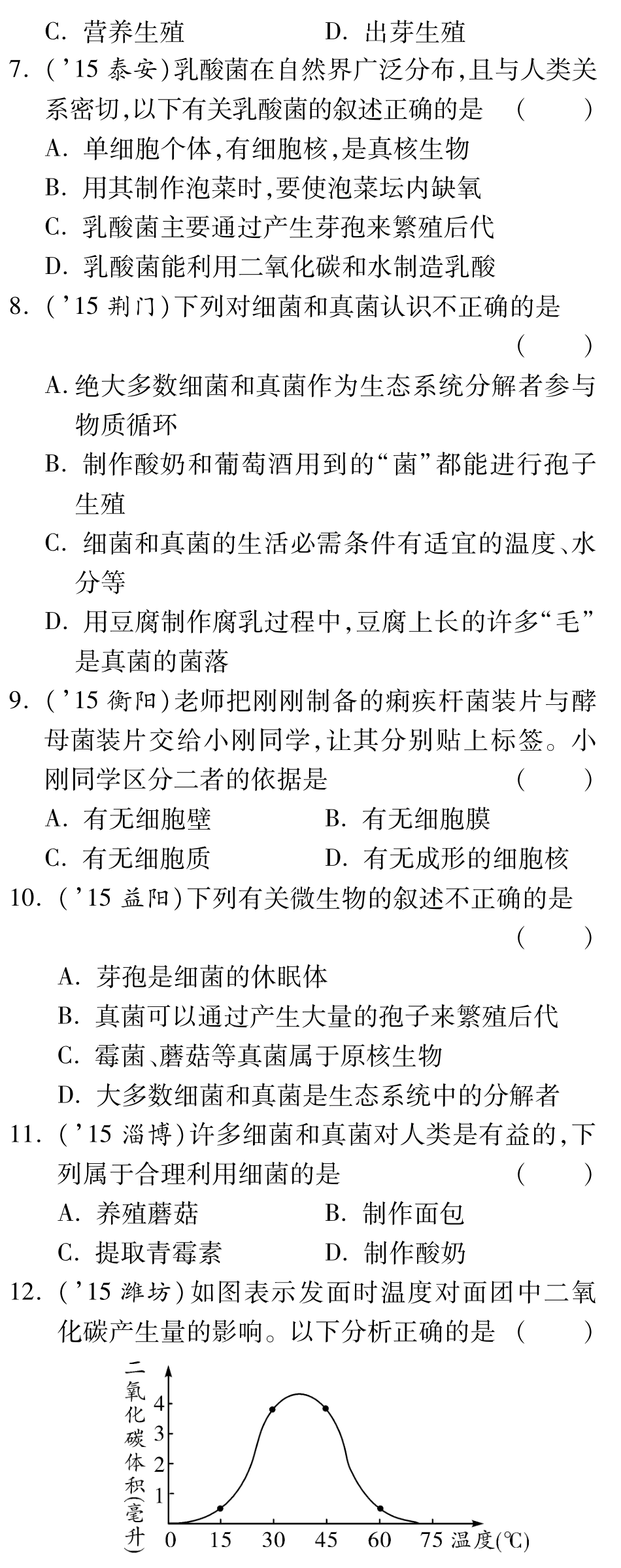 中考生物 第二单元 第三章 生物圈中的微生物复习备课试卷精编(pdf) 济南版试卷_第2页
