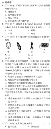 中考生物 第二单元 第三章 生物圈中的微生物复习备课试卷精编(pdf) 济南版试卷