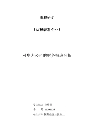 对华为公司的财务报表简析