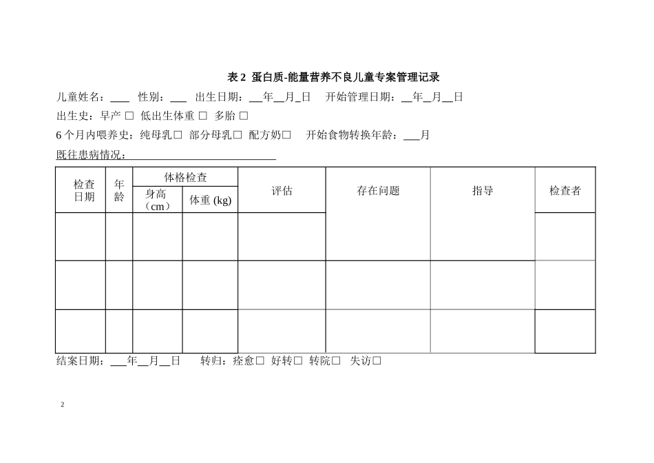 儿童营养性疾病管理登记表_第2页
