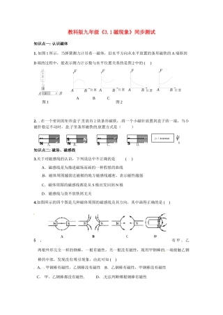 九年级物理上册 磁现象同步测试 教科版试卷