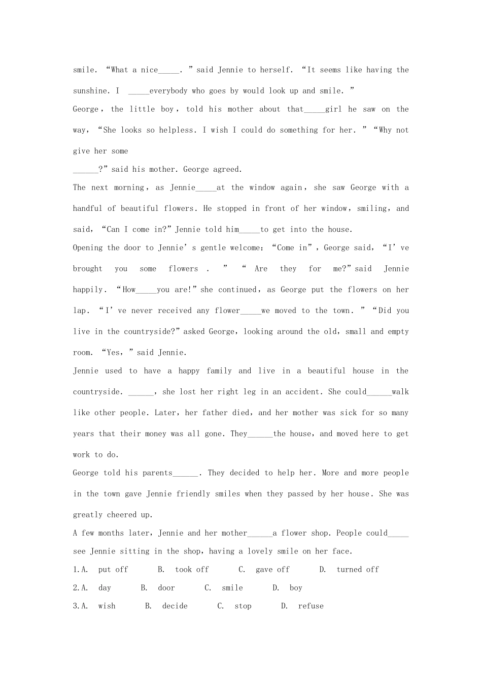 吉林省吉林市中考英语复习精选试卷29 人教新目标版试卷_第3页