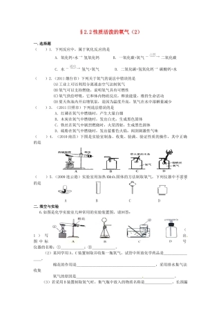 九年级化学(22 性质活泼的氧气)限时作业(2) 沪教版试卷