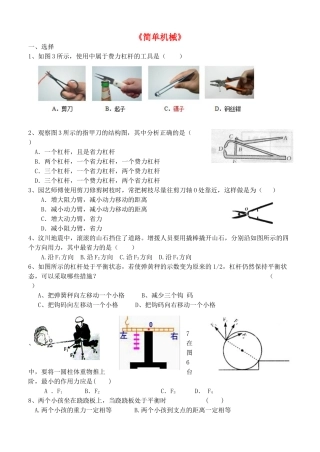 九年级物理上册 简单机械复习测试卷苏科版试卷