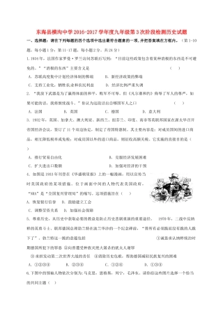 九年级历史上学期第三次阶段检测试卷试卷