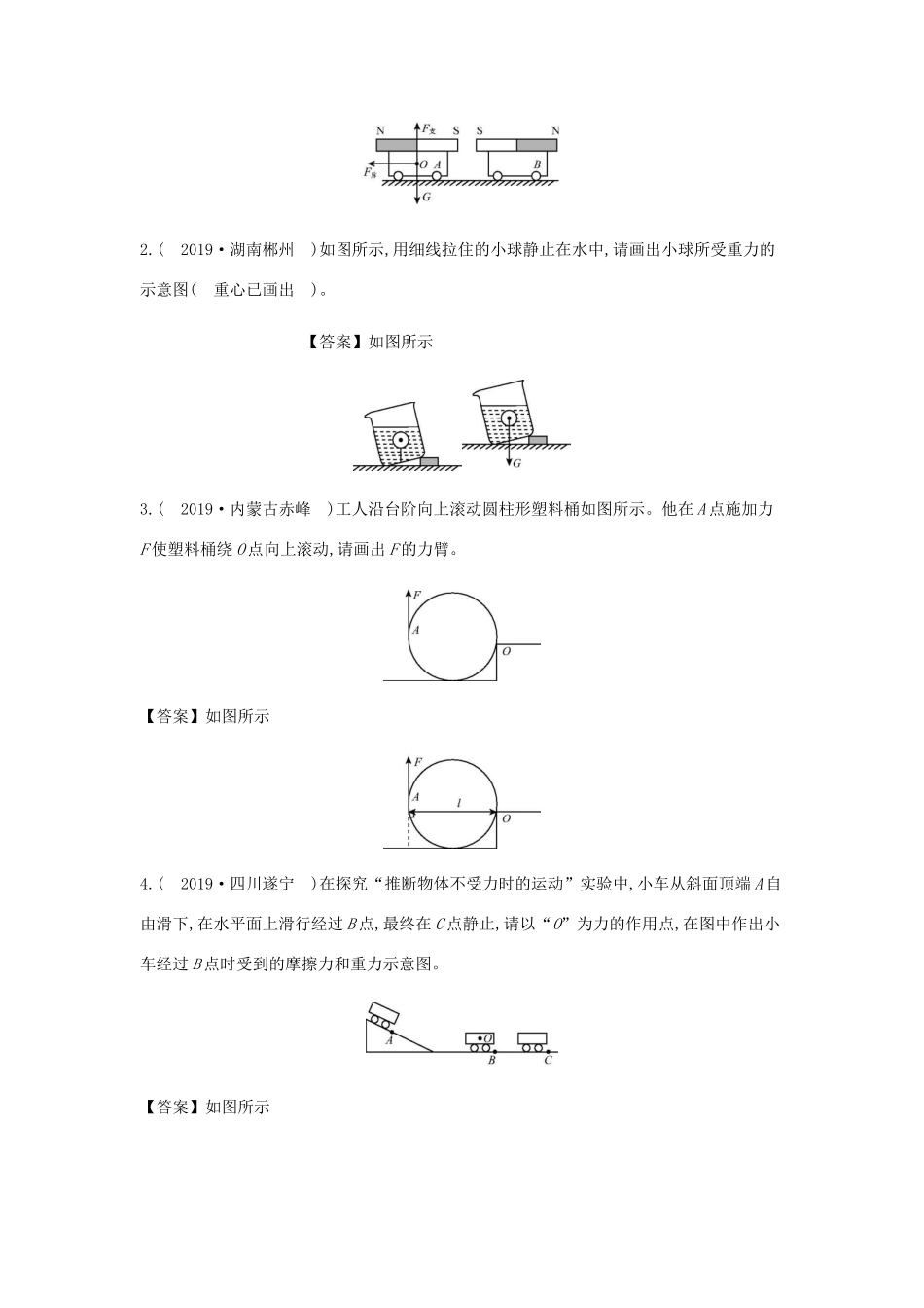 中考物理总复习 专题一 填空题 类型五 力学作图试卷_第2页