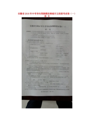 中考语文导向预测模拟试卷(一)试卷