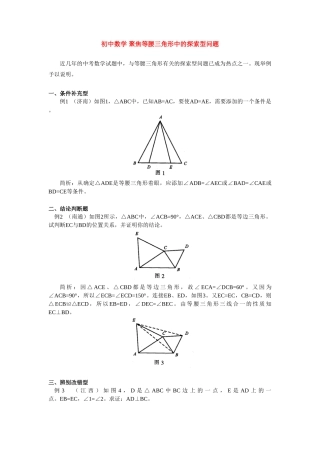 初中数学 聚焦等腰三角形中的探索型问题 专题辅导 试题