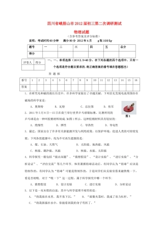四川省峨眉山中考物理模拟试卷