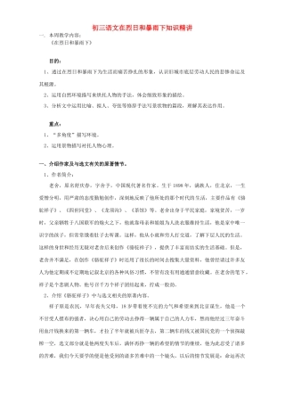 初三语文在烈日和暴雨下知识精讲 北京实验版 试题