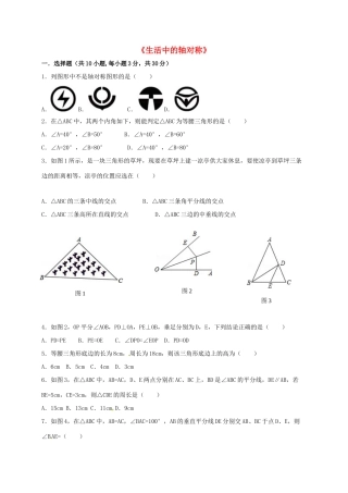 四川省成都市金堂县又新镇永乐场七年级数学下册 5 生活中的轴对称试卷(新版)北师大版试卷