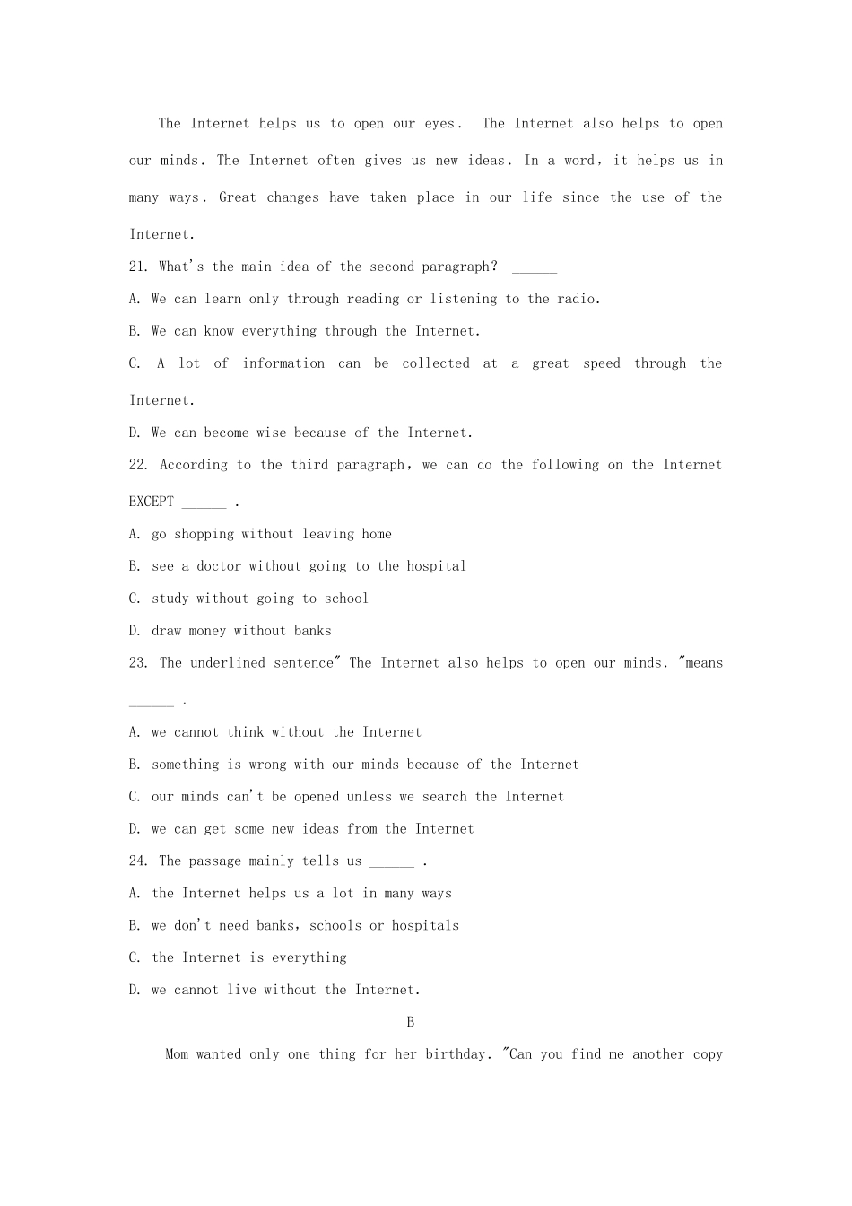 吉林省辉南县一中 高二英语上学期第三次月考试卷_第3页