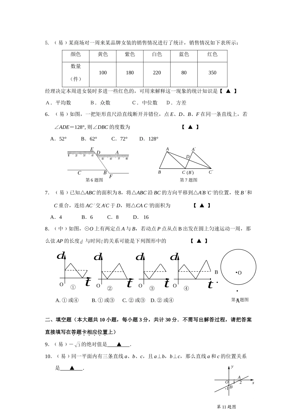 九年级数学统一考试模拟试卷试卷_第2页