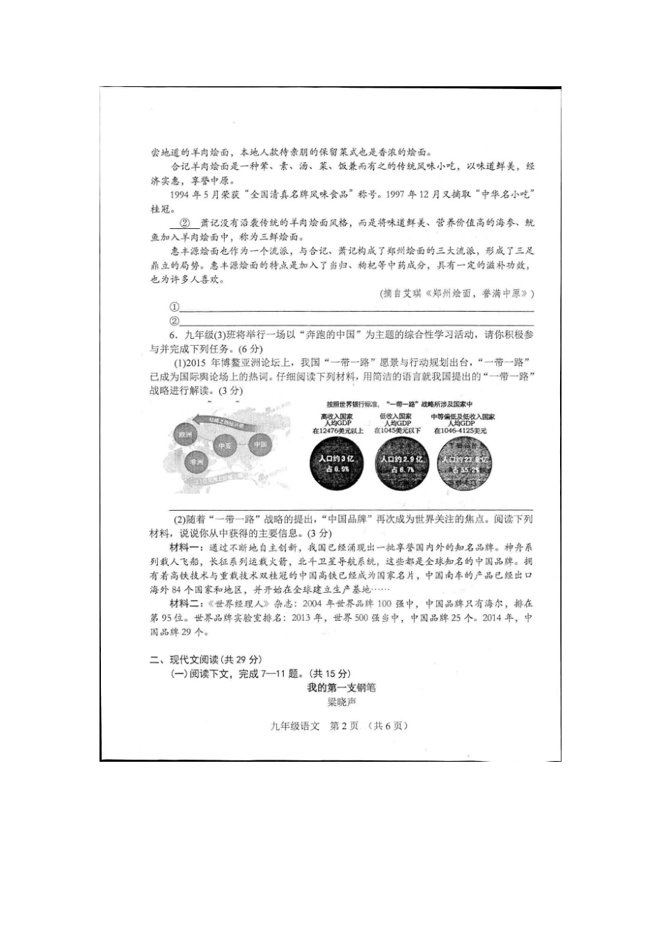 中考语文调研考试(六)(扫描版，无答案)试卷_第2页