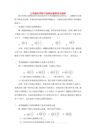 九年级化学粒子结构示意图考点剖析试卷