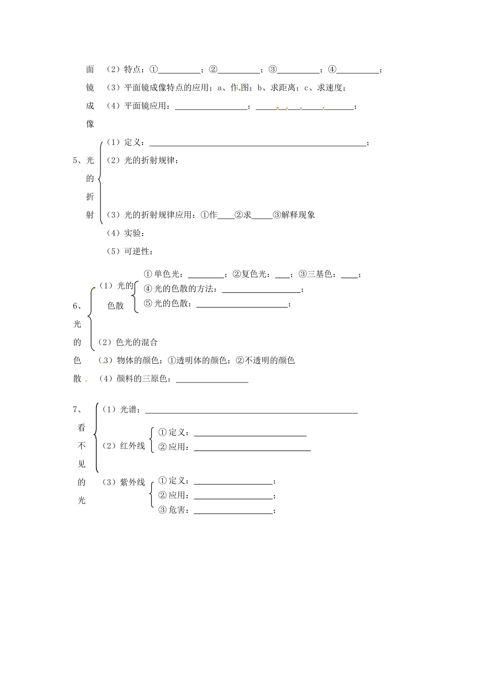 中考物理总复习 知识网络 第二章 光现象试卷_第2页