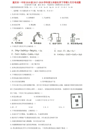 九年级化学下学期5月月考试卷