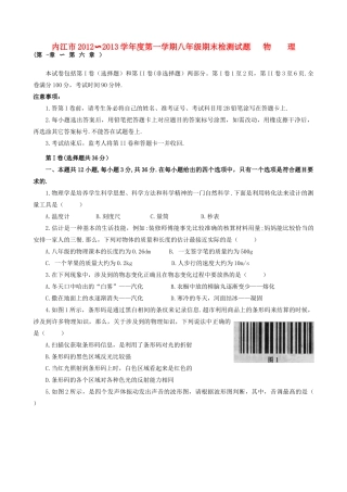 四川省内江市八年级物理第一学期期末检测试卷(带答案) 教科版试卷