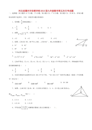九年级数学第五次月考试卷试卷