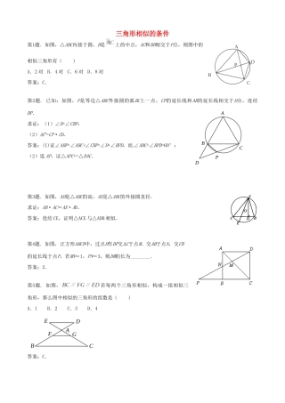 九年级数学上册 195相似三角形的判定 同步试卷 北京课改版试卷