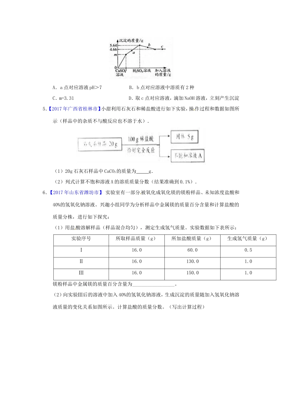 决胜中考化学压轴题揭秘 专题16 综合计算(中考题，无答案) 试题_第2页