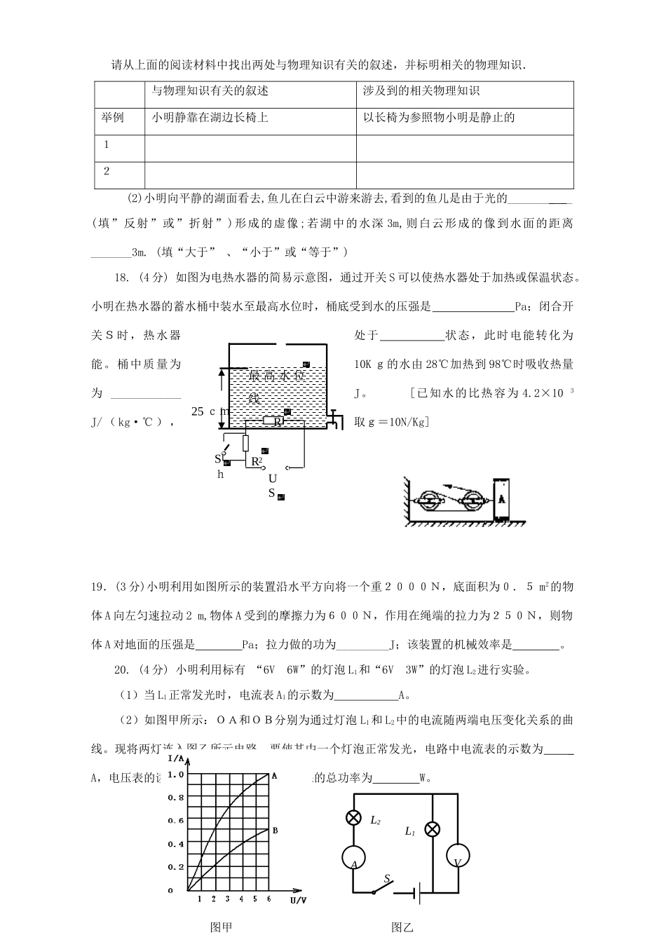 初中毕业、升学考试非课改区物理卷 人教版 试题_第3页