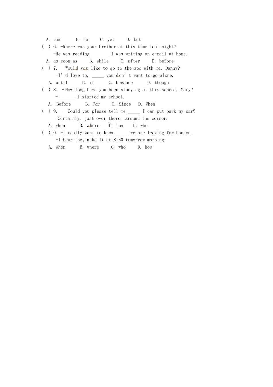 中考英语 连词复习试卷_第2页