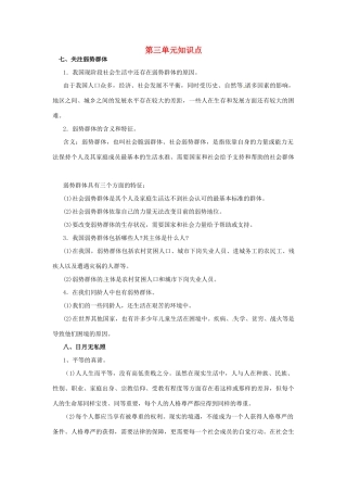 九年级政治 第三单元(同在阳光下)知识点 教科版试卷