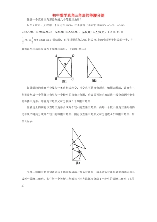 初中数学直角三角形的等腰分割 专题辅导 不分版本 试题