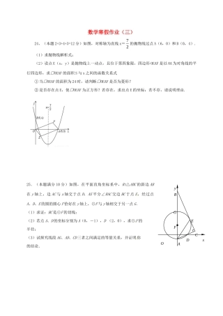 九年级数学上学期寒假作业(三) 苏科版试卷