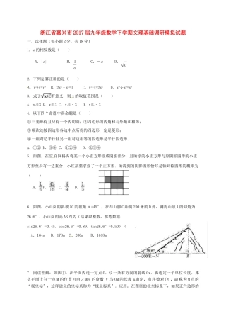 九年级数学下学期文理基础调研模拟试卷试卷