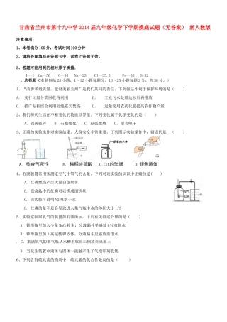 九年级化学下学期摸底试卷 新人教版试卷