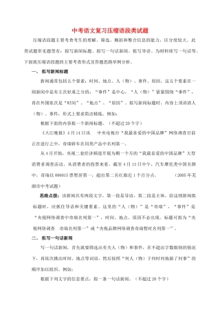 中考语文复习压缩语段类试卷