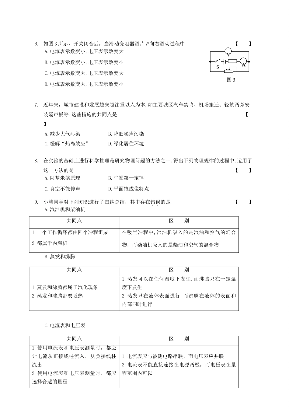 初中毕业暨中等学校招生考试物理试卷 试题_第3页
